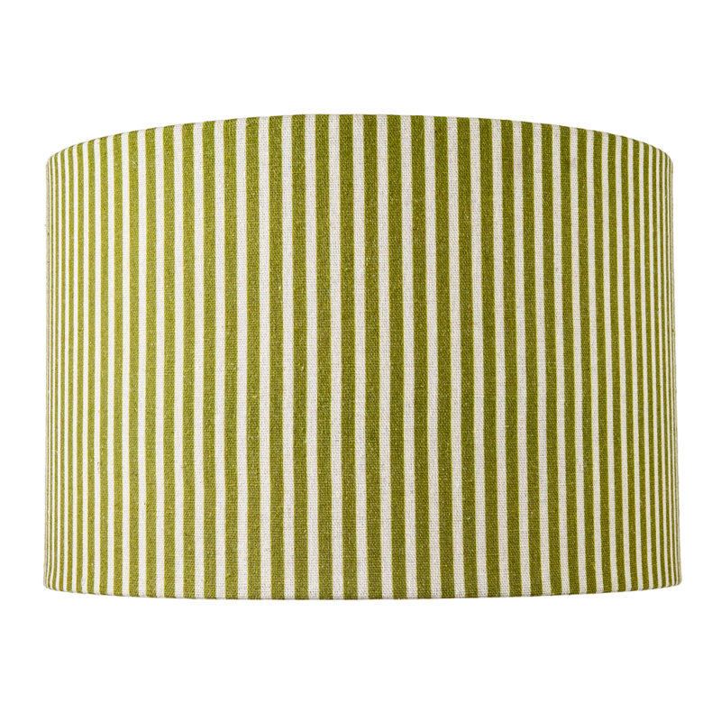 Olive Green Thin Striped Linen Fabric Lamp Shade With Inner Lining By , Green