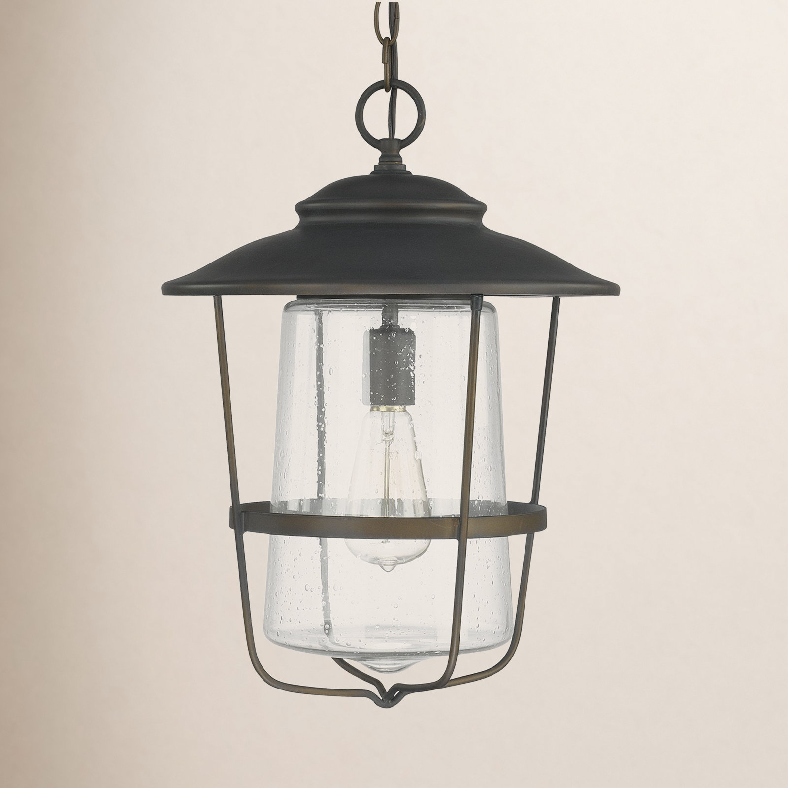 Tyler Seeded Outdoor Hanging Lantern, Old Bronze