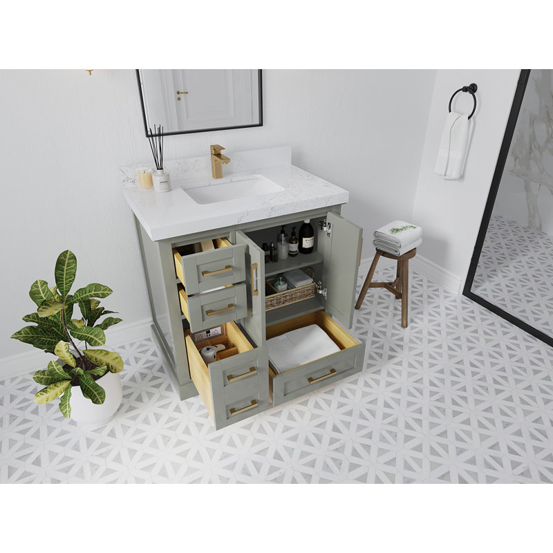 Boston 36 po X P 22 po De meuble-lavabo central D Quartz, Noir Calacatta