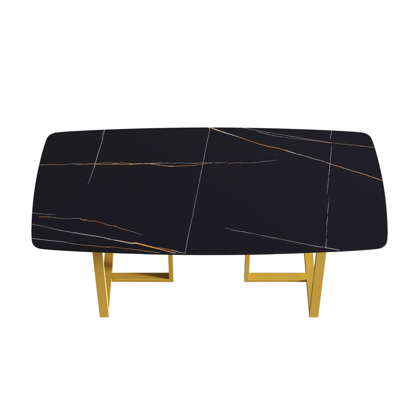Table de salle à manger Evannie, Noir, Doré, H 29,53 po x L 70,87 po x l 35,43 po