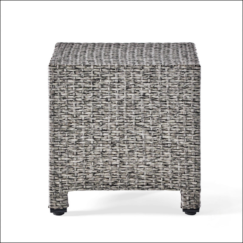 PUERTA Wicker Cube Side Table, Durable And Versatile For Outdoor Relaxation And Entertainment., Black