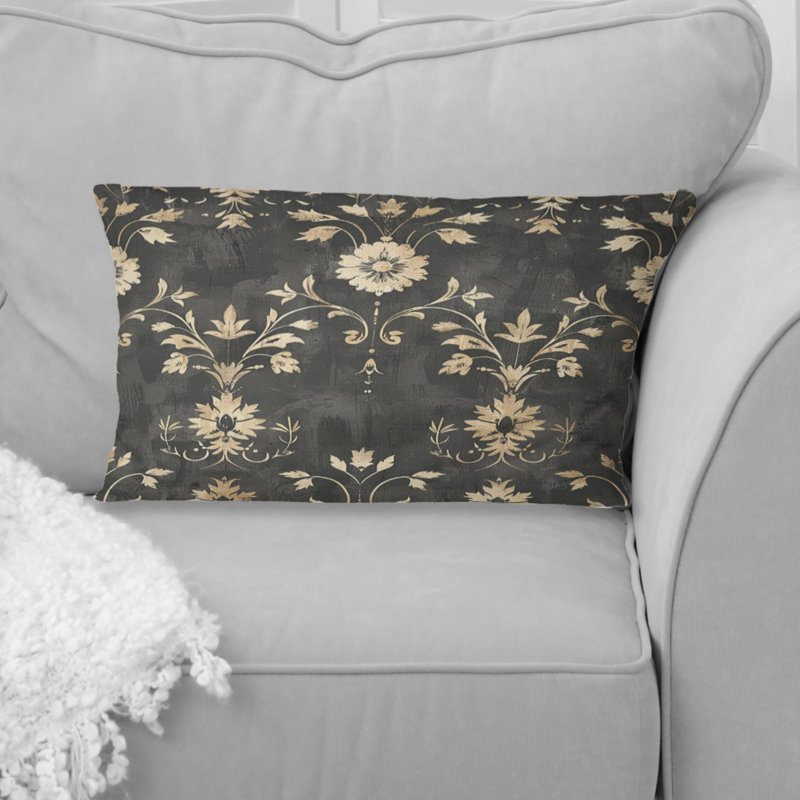 Coussin lombaire gris foncé Farmhouse Charm II, Forme rectangulaire, H 12 po x l 20 po