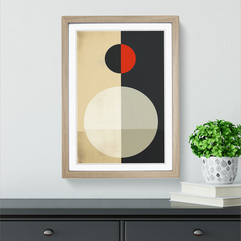 Minimalist Geometric No.3 - Single Picture Frame Print on Wood, 34cm H x 25cm W x 2cm D, Oak Framed