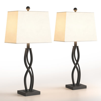 27.5" Modern Metal Table Lamp With 3-Way Dimmable Light and Usb Type-C for Bedroom and Living Room