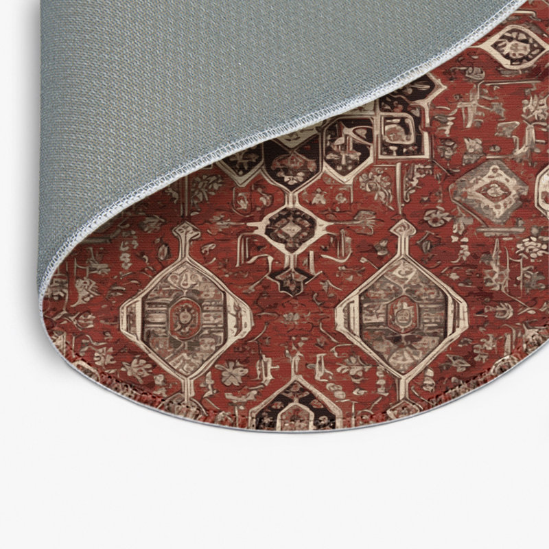 Tapis d'intérieur et d'extérieur brun Persian, Rond 5 pi