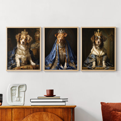 Série royale d'animaux LV - ensemble de 3 estampes giclées encadrées - prêt à être accroché