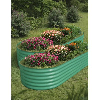 2 Pcs Raised Garden Beds Outdoor 8x4x1.5 ft - Galvanized Steel Planter Box for Vegetables, Flowers, Rust-Resistant Garden Box, Easy Assembly Raised Beds, Durable Planters for Outdoor Plants, Green