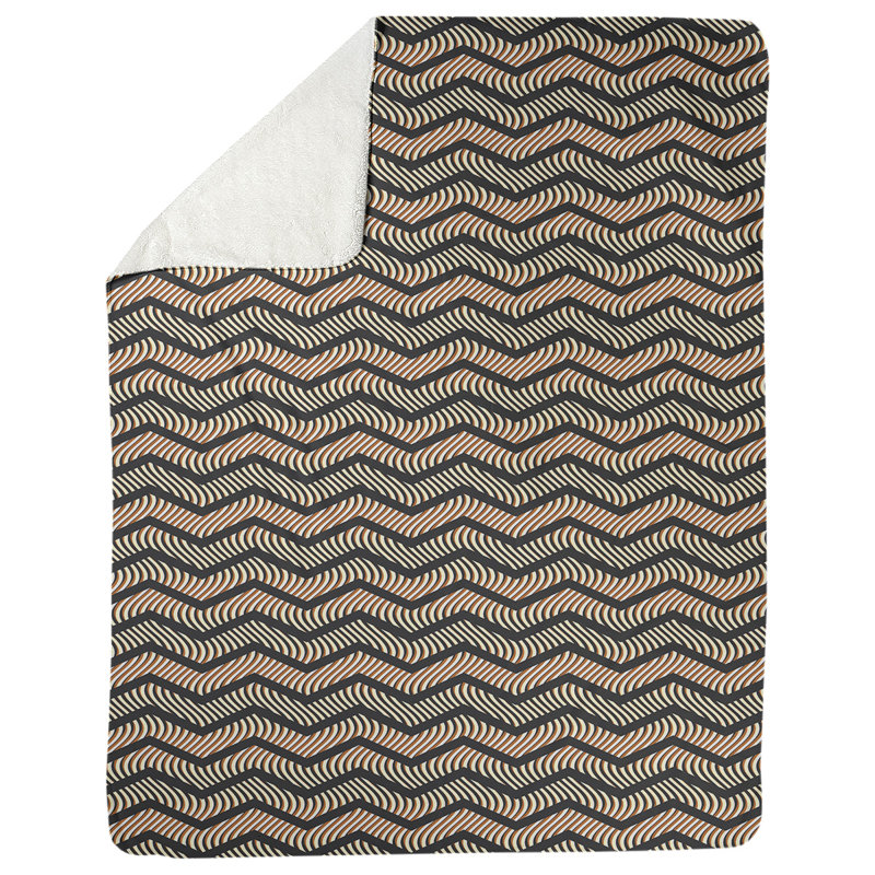 Couverture polaire à chevrons ondulés, l 30 po x L 40 po, Noir / Orange