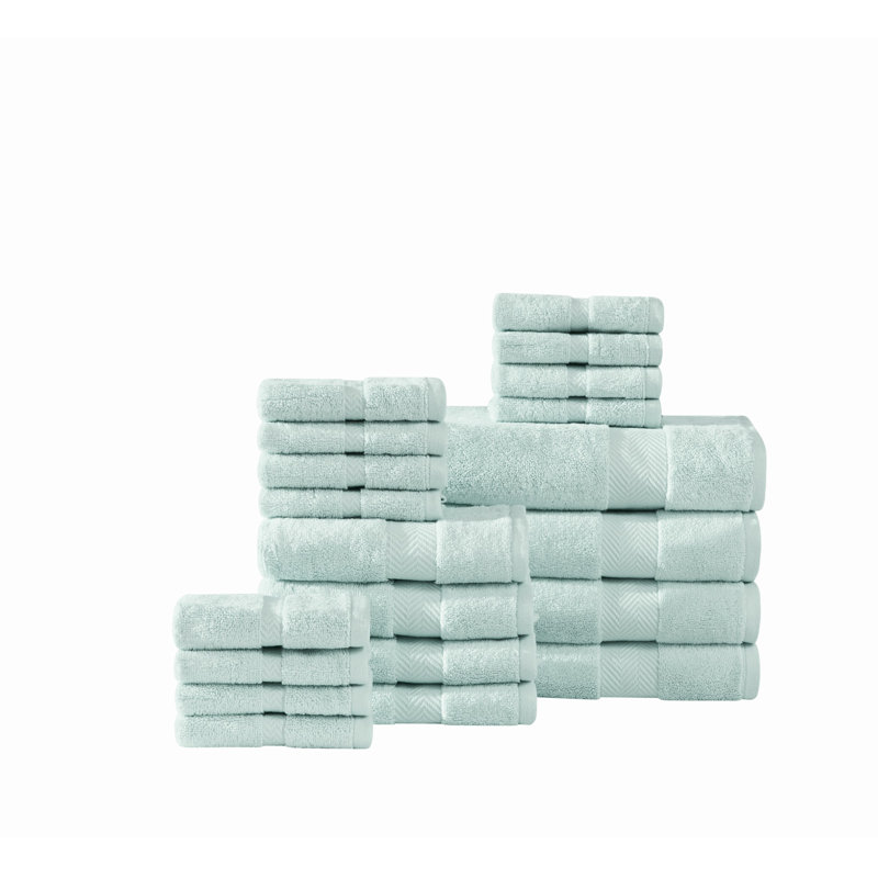  Complete 20 Piece Cotton Towel Set, Misty Blue