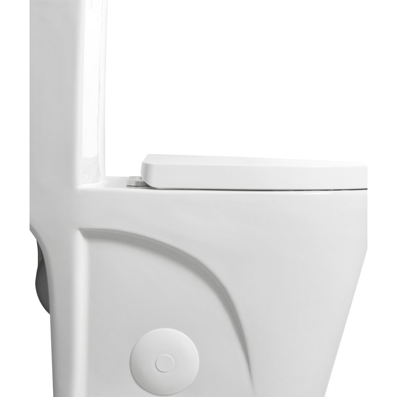 Toilette allongée à hauteur confortable, à double chasse 1,1 / 1,6, une pièce, siège à fermeture en douceur, fonctionnement doux, toilette blanche à hauteur idéale pour les petites salles de bain,