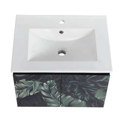 Floating Wall-Mounted Bathroom Vanity With Ceramics Sink