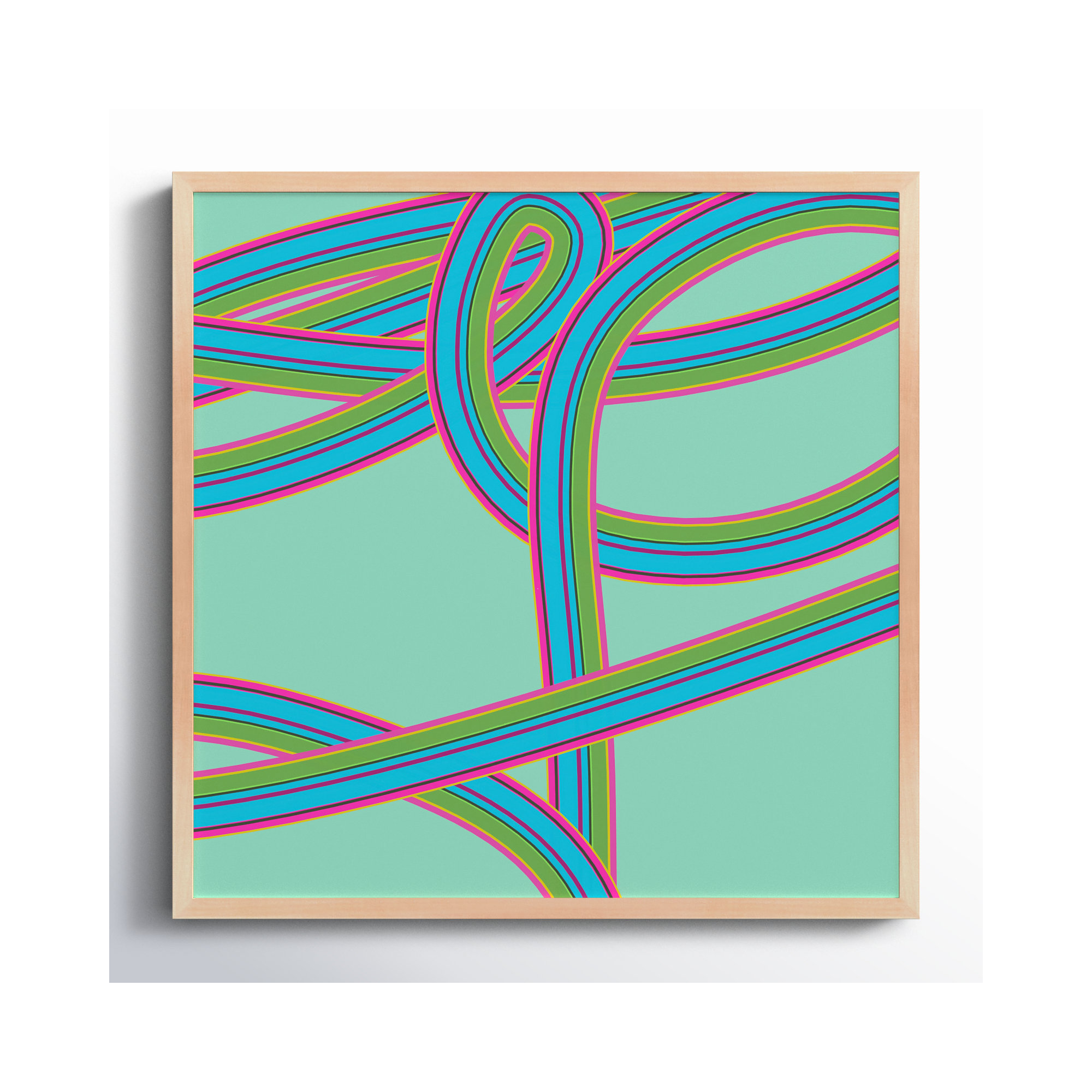 Turquoise Twist by Jacques Pilon, 16" H x 16" W x 1.25" D, Brown
