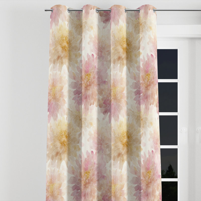 Floral Room Darkening Curtains - Country Farmhouse Bagga Grommet Curtain - 1 Panel, 52" W x 63" L, Silver Grommets