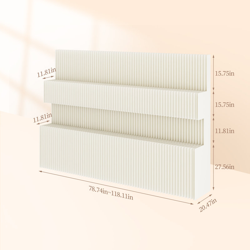 Foldable Paper Room Divider, Freestanding Movable Partition Wall with Display Shelves, No Drill Privacy Screen for Office, Exhibition & Event