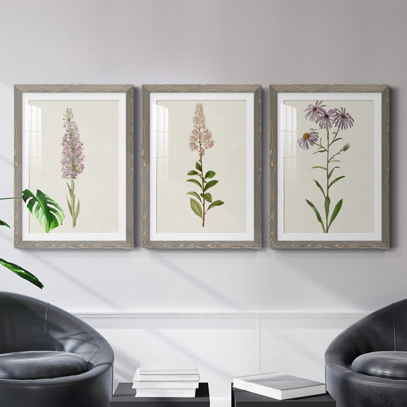 Mauve Garden Flowers I Premium encadré mat - prêt à être accroché, H 31,5 po x l 47 po x P 1,5 po, Gris