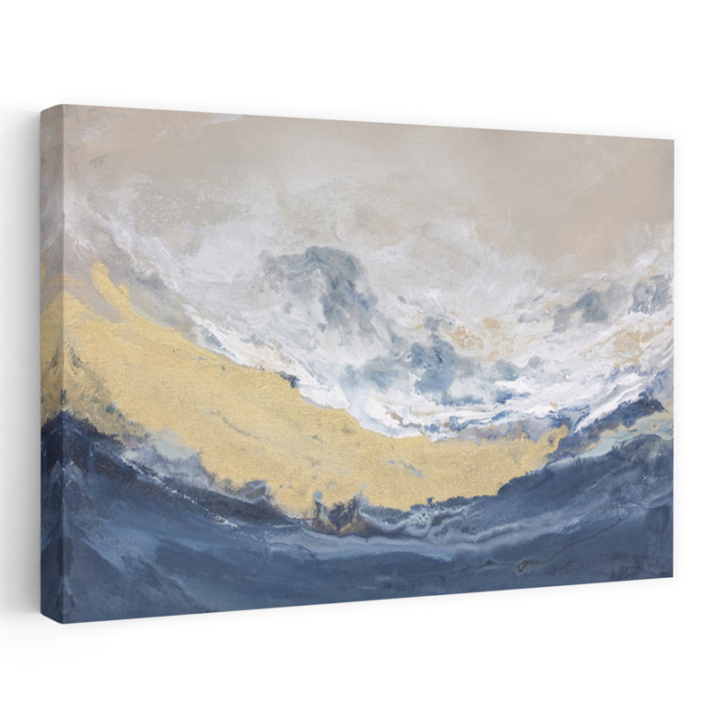 Art contemporain contemporain, paysage côtier abstrait audacieux, H 16 po x l 24 po