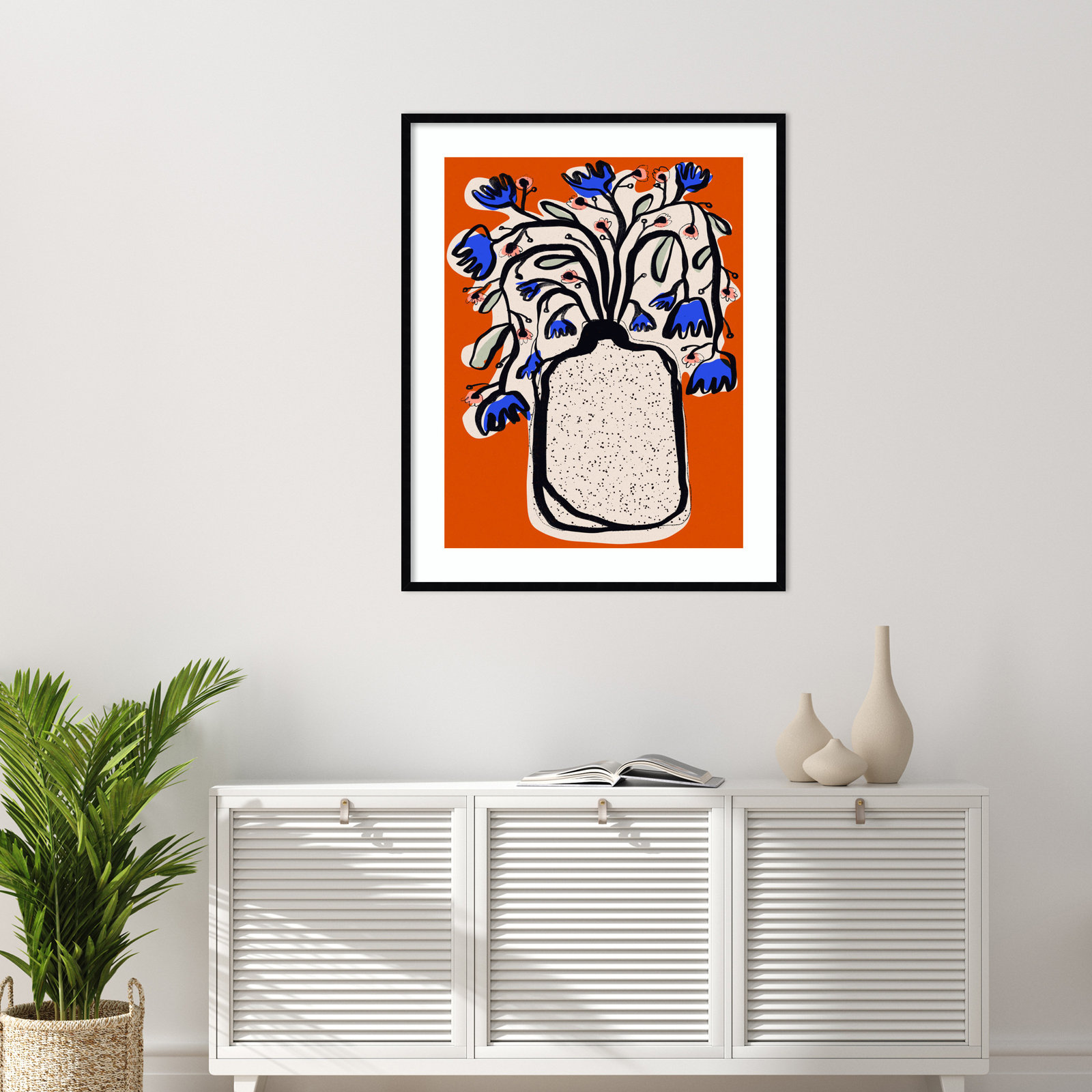 Galya "Lovely Flower Bouquet" Print, Black, 41" H x 33" W