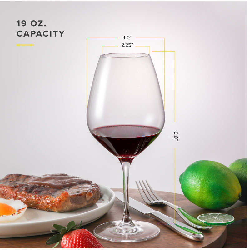 Set of 6 Clear Lead-Free Crystal Red Wine Glasses