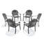 Chaise de patio en fonte d'aluminium 6 pièces avec cadre noir et coussins rouges (Identique à: W1710S00480)