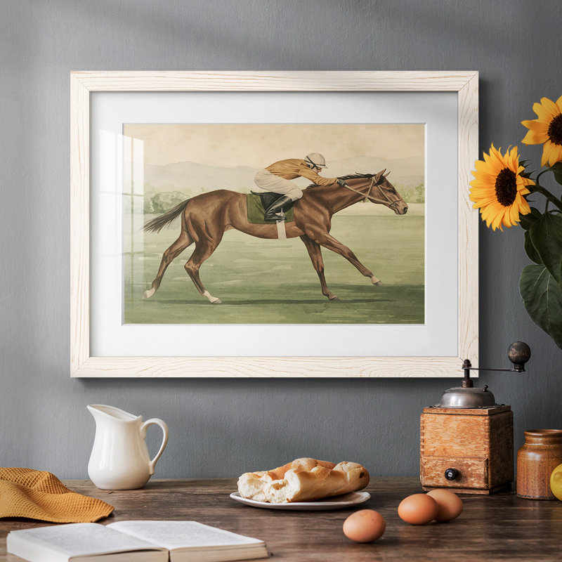 Équitation rétro II, impression sur papier, H 28 po x l 42 po x P 1,5 po, Blanc