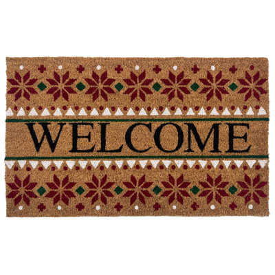 Kate Aurora Festive Christmas Snowflakes Bristled Outdoor Welcome Mat - 18"X30"