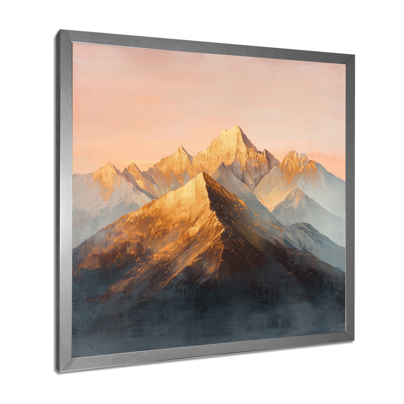 «Ginel Golden Light On The Rose Crystal Peaks IV - montagnes», art mural, H 16 po x l 16 po, Argent argent