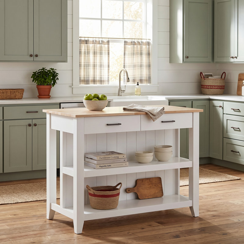 Spence 47.5 " W Kitchen Island, White