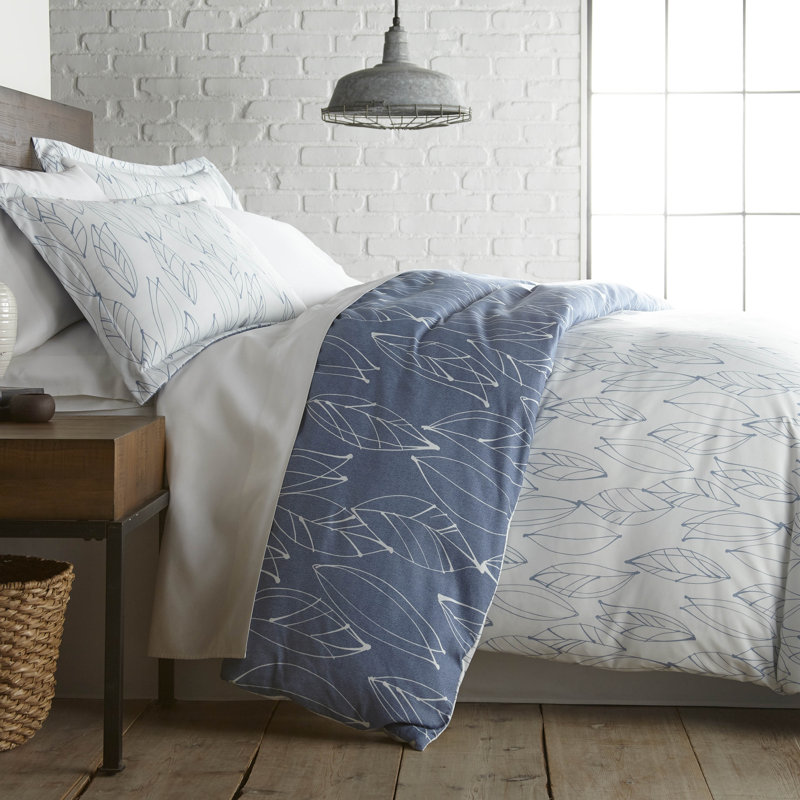Ensemble d'édredon surdimensionné réversible de la collection Modern Foliage par Southshore Fine Linens, Bleu