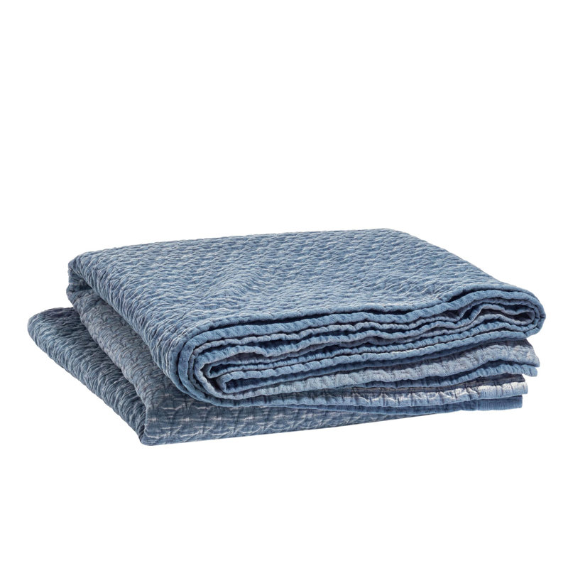 Hawley Indigo Matelasse Coverlet, Indigo, King Coverlet
