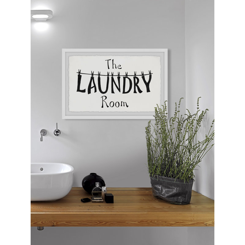The Laundry Room - Art textuel avec cadre photo, H 30 po x l 45 po x 1,5 po