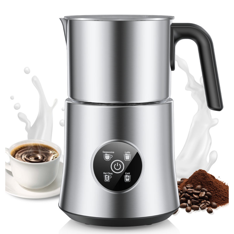 Teendow 900ml Electric Milk Frother Machine, Coffee Foamer Stainless Steel Milk Pitcher, Tea Stirrer, Hot And Cold Double,sliver