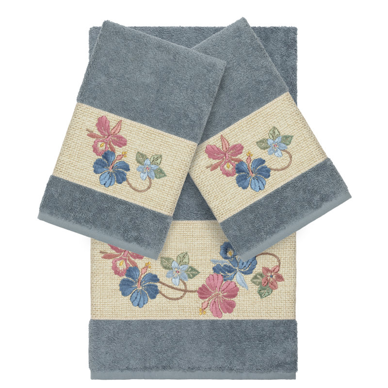 Ensemble de serviettes 3 pièces Caroline, Bleu sarcelle
