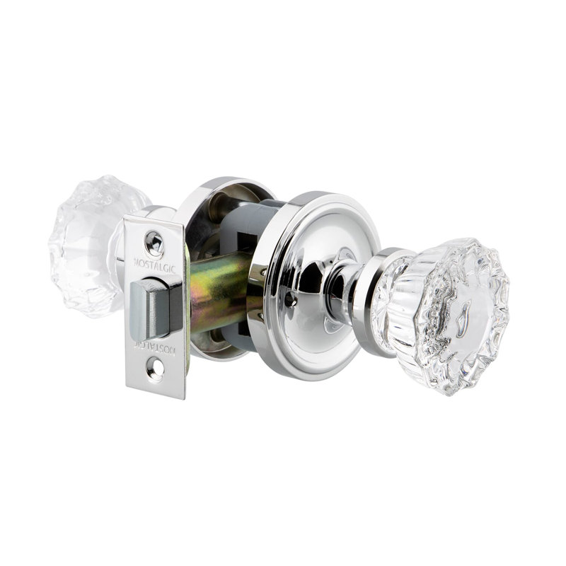 Classic Rosette with Crystal Door Knob, Bright Chrome, 2-3/4"