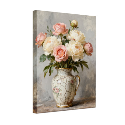 Plants & Flowers Floral Arrangement In Vintage Vase With Roses