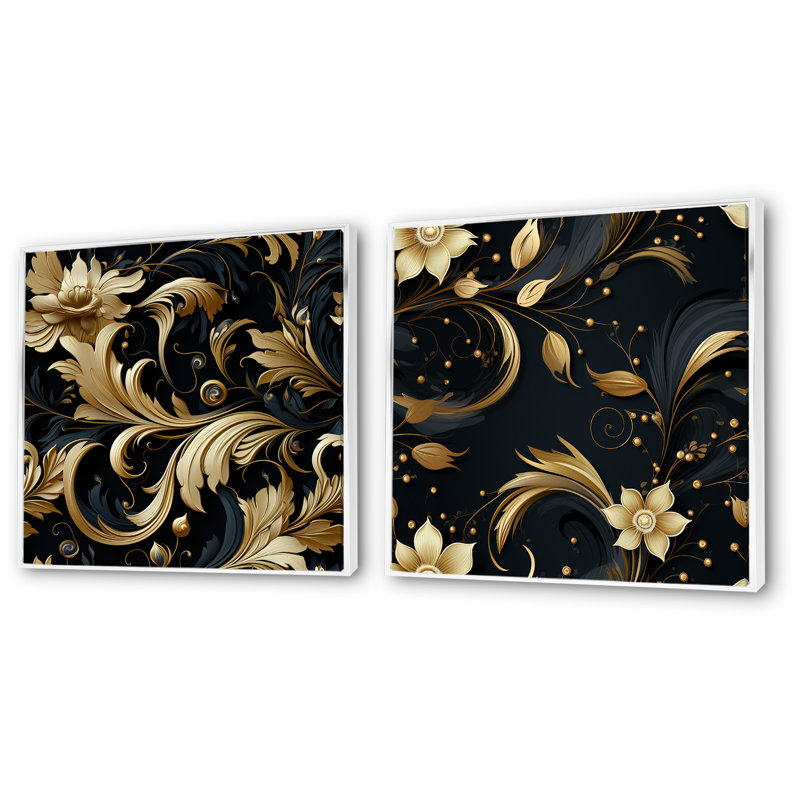 Gertrude - ensemble de 2 décorations murales florales, Cadre blanc, H 36 po x l 73 po x P 1,5 po