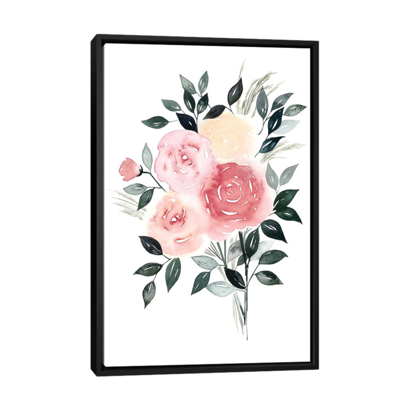 " Rosewater I " by Grace Popp, 26" H x 18" W x 1.5" D, Black Framed Canvas, No Matte
