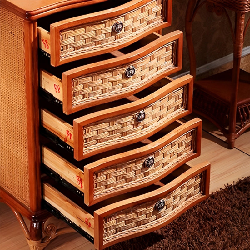 Armoire de rangement avec tiroirs en rotin