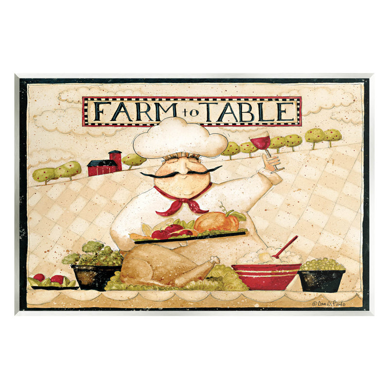 «Farm to table vintage chef repas» par Dan Dipaolo, H 13 po x l 19 po x P 0,5 po