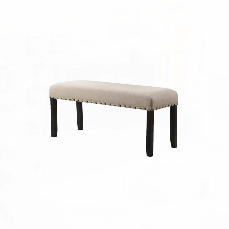 Fabric Dining Bench with Nailhead Trim, Beige