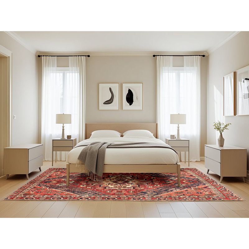 Tapis oriental noir / rouge, Rectangle 5 pi x 8 pi