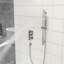Système de douche avec barre coulissante réglable, système de douche carré mural de 12 pouces avec valve brute, nickel brossé