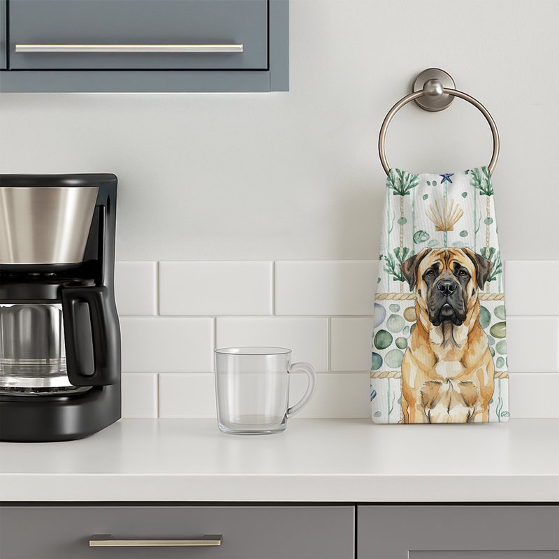 Fawn Mastiff Coastal Sea Glass Kitchen Towel, Fawn Mastiff