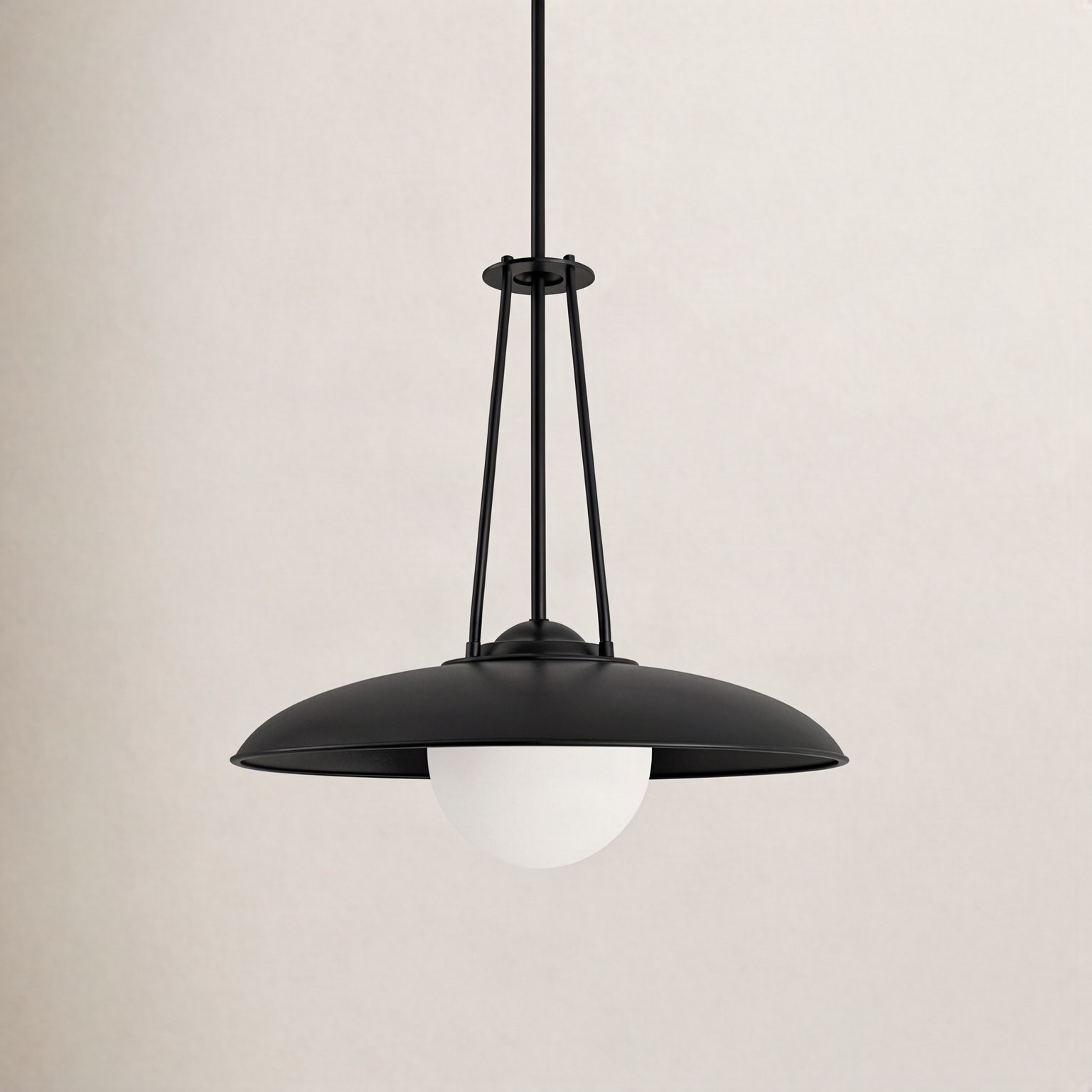 Single Light Glass Dimmable Pendant, 23.38" H x 24.25" W x 24.25" D