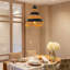 1-Light Farmhouse Woven Cone Hanging Light In Brass Finish