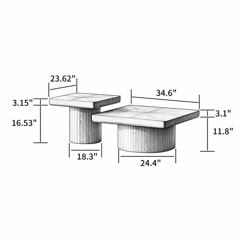 Ensemble de tables gigognes Modern Wood, Noir
