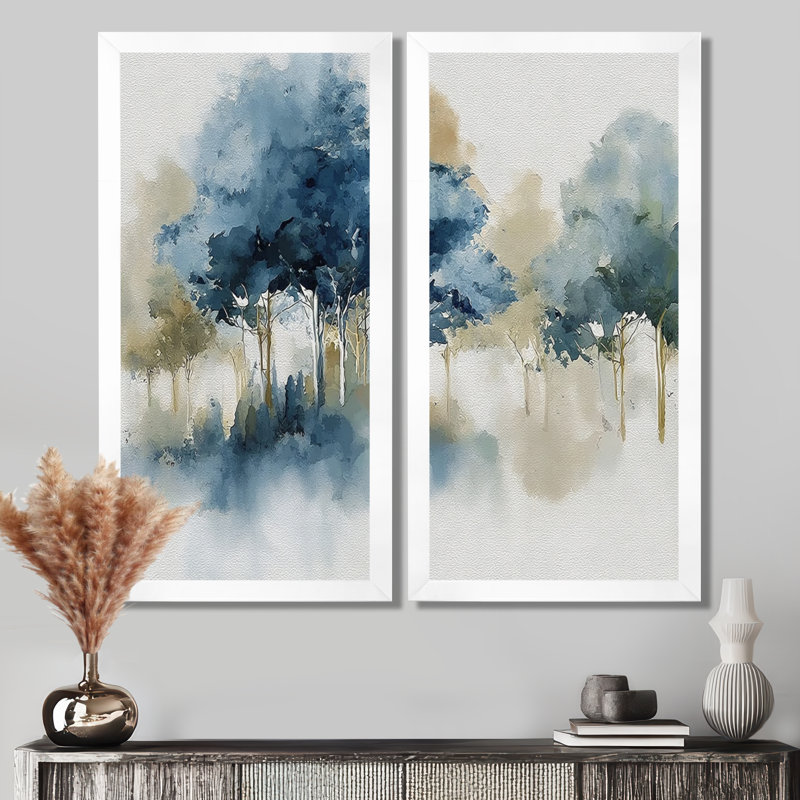 Bleu et gris, istanbul campagne, impression d'art sur toile campagne bleue, 2 pièces, H 32 po x l 32 po, Blanc