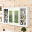 Armoire de rangement murale à miroir avec intérieur réglable et tablettes ouvertes-1435746301