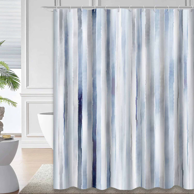 Rideau de douche aquarelle rayé sans couture à 12 crochets, 72" L x 72" W