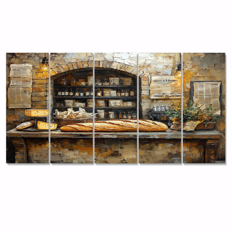 French Cafe Baguette Et Fromage II, H 32 po x l 80 po