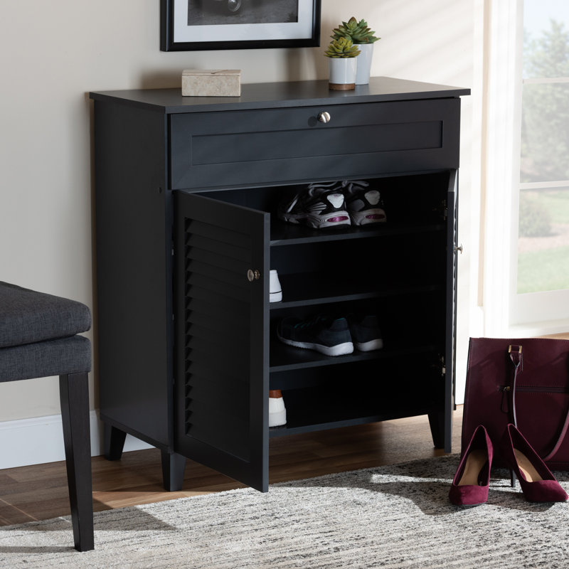 Shoe Storage Cabinet, Dark Gray, 45.25" H x 30.75" W x 14.6" D